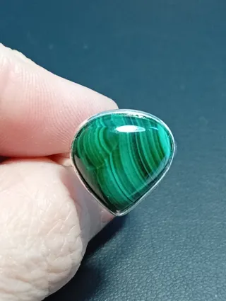 Anillo Plata Ley Corazón Malaquita