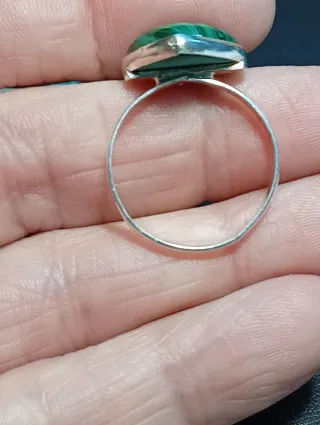 Anillo Plata Ley Corazón Malaquita