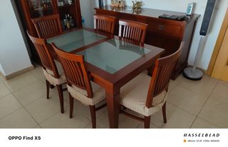 Comedor y recibidor de madera pino y cristal