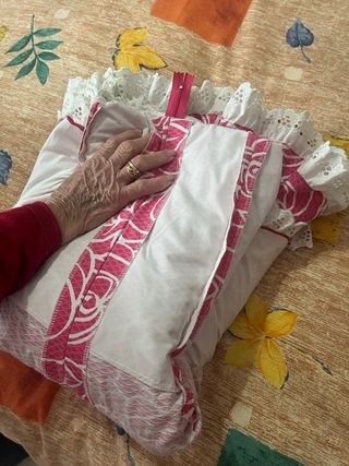 Vestido Flamenca Piqué,  rosa fuccia y blanco.