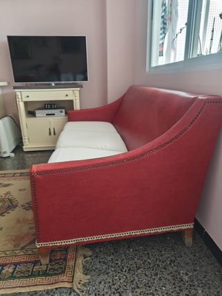 Divano in pelle 3 posti vintage rosso
