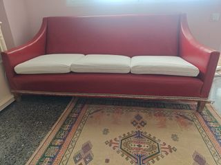 Divano in pelle 3 posti vintage rosso