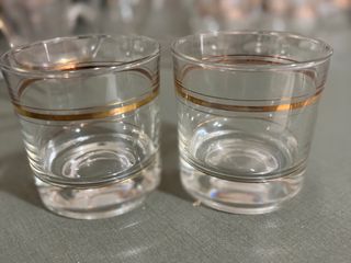 Vasos Vintage Cristal con Detalles Dorados 5u