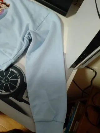 Sudadera Crop Top Azul con Dibujo