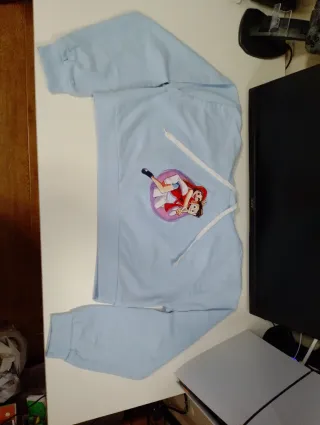 Sudadera Crop Top Azul con Dibujo