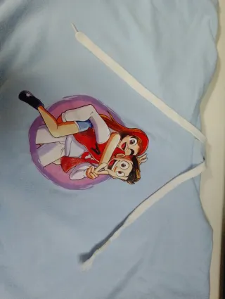 Sudadera Crop Top Azul con Dibujo