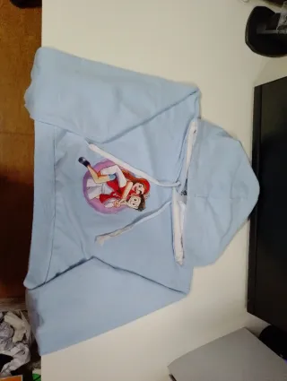 Sudadera Crop Top Azul con Dibujo