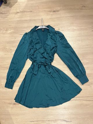 Vestido satin petroleo