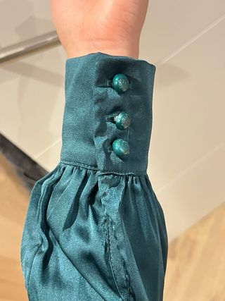 Vestido satin petroleo