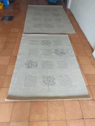 2 Alfombra de tela beige y marrón