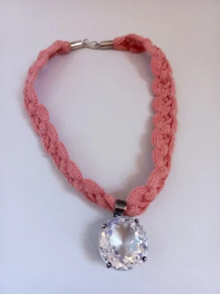 Collar Choker Plata y Cristal Rosa