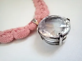 Collar Choker Plata y Cristal Rosa