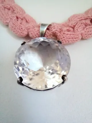 Collar Choker Plata y Cristal Rosa