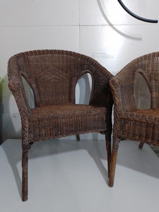 Conjunto 2 butacas y mesa mimbre jardín