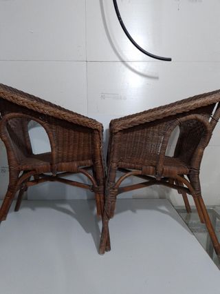 Conjunto 2 butacas y mesa mimbre jardín