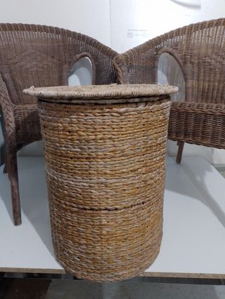 Conjunto 2 butacas y mesa mimbre jardín