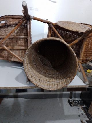 Conjunto 2 butacas y mesa mimbre jardín