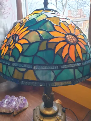 Lámpara Tiffany girasoles Vidrio Metal