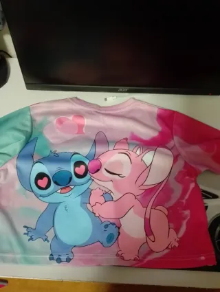Camiseta Crop Top Stitch y Ángel
