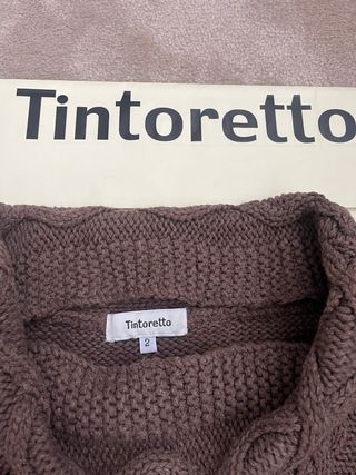 Jersey Tintoretto cuello alto marrón