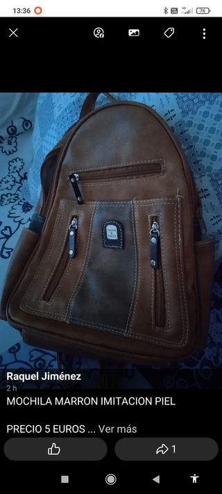 Mochila marrón imitación piel