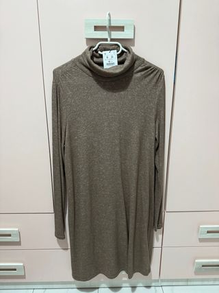 Vestido cuello alto marrón talla M