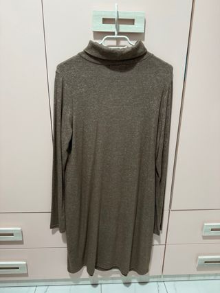 Vestido cuello alto marrón talla M