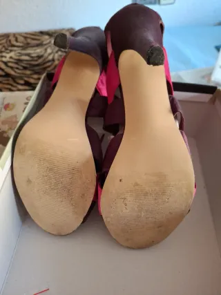 Sandalias La Strada Tacon Rosa y Morado