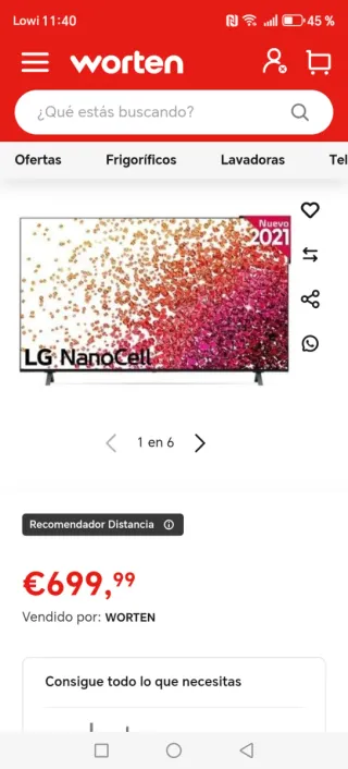 TV LG 50NANO796PC como nueva