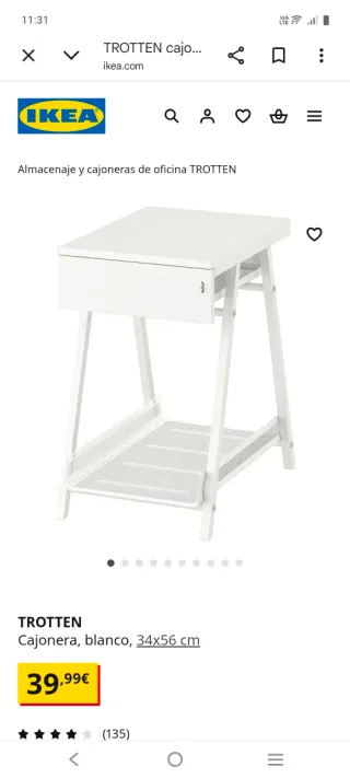 Cajonera Trotten Ikea Blanca