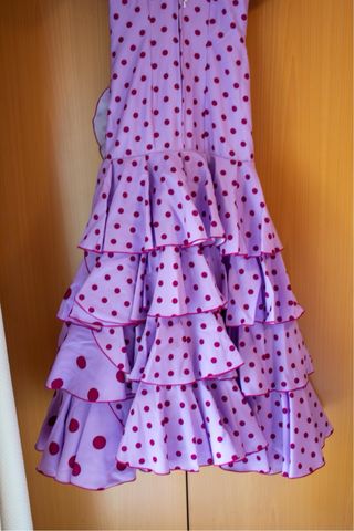 Traje de flamenca rosa (malva) con lunares