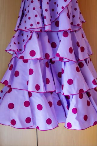 Traje de flamenca rosa (malva) con lunares
