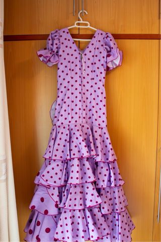 Traje de flamenca rosa (malva) con lunares