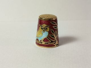 Dedal Vintage Chino Esmalte Cloisonné Búho