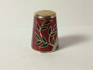 Dedal Vintage Chino Esmalte Cloisonné Búho