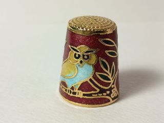 Dedal Vintage Chino Esmalte Cloisonné Búho