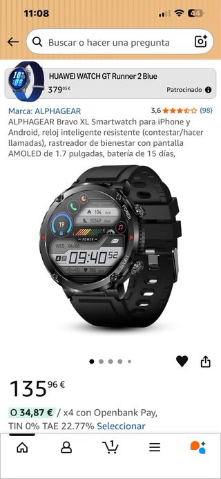 Reloj AlphaGear Bravo XL Negro