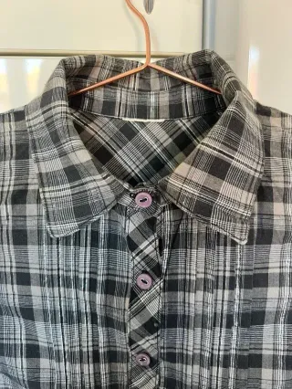Camisa cuadros gris-negro, talla XS