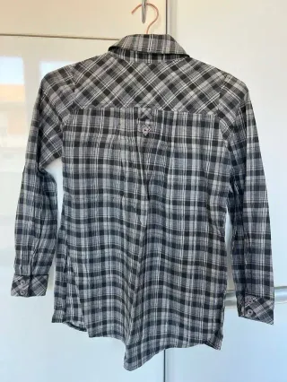 Camisa cuadros gris-negro, talla XS