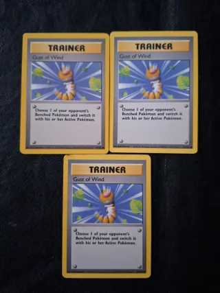 3 Cartas Pokémon Gust of Wind Base Set