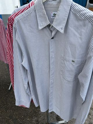 Camisa Lacoste Rayas Grises y Blancas