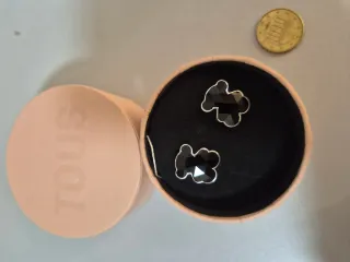 Pendientes Tous Oso Onix Plata