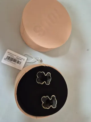 Pendientes Tous Oso Onix Plata