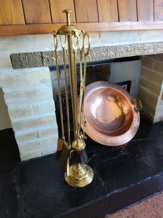 Brasero y Utensilios Chimenea Bronce