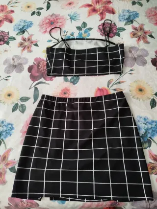 Conjunto top y falda cuadros