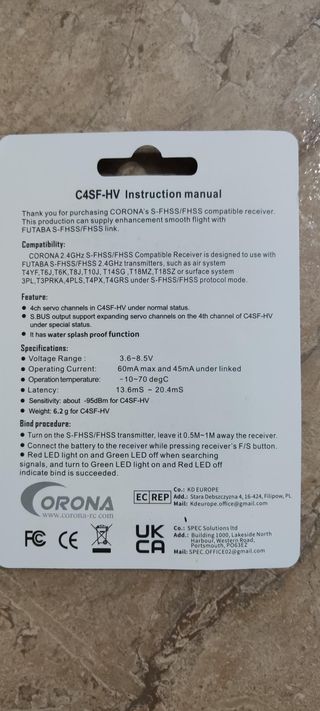 Receptor FUTABA S-FHSS 4CH NUEVO