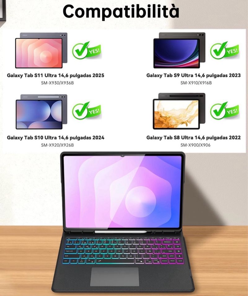 Funda Teclado Retroiluminado  para Tablet 14.6“. afbeelding 4