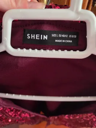 Chaqueta y pantalon lentejuelas SHEIN cereza