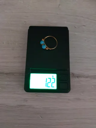 Anello oro con 2 turchesi