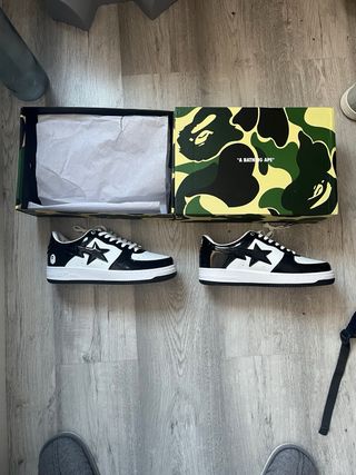 BAPE Zapatillas Bapesta Negras y Blancas